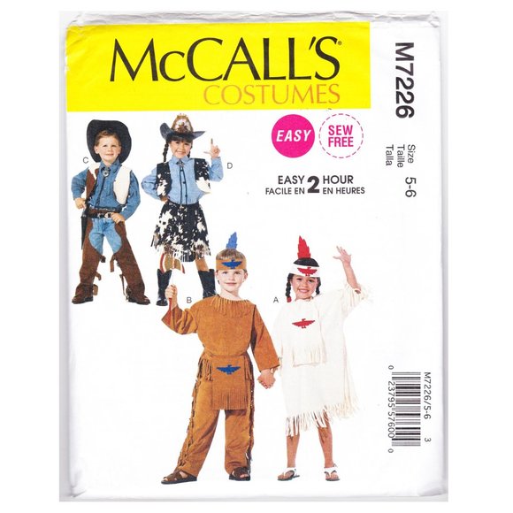 Western Costumes McCalls Pattern 7226 Child Size 5 6 Cowboy Cowgirl Boys / Girls - Picture 1 of 3